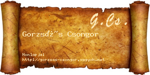 Gorzsás Csongor névjegykártya